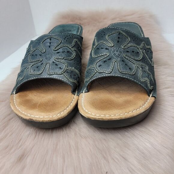 Ariat Floral Slide Sandals Black Style 22301 Womens Slip On Shoes Size 9.5 B - Picture 2 of 9